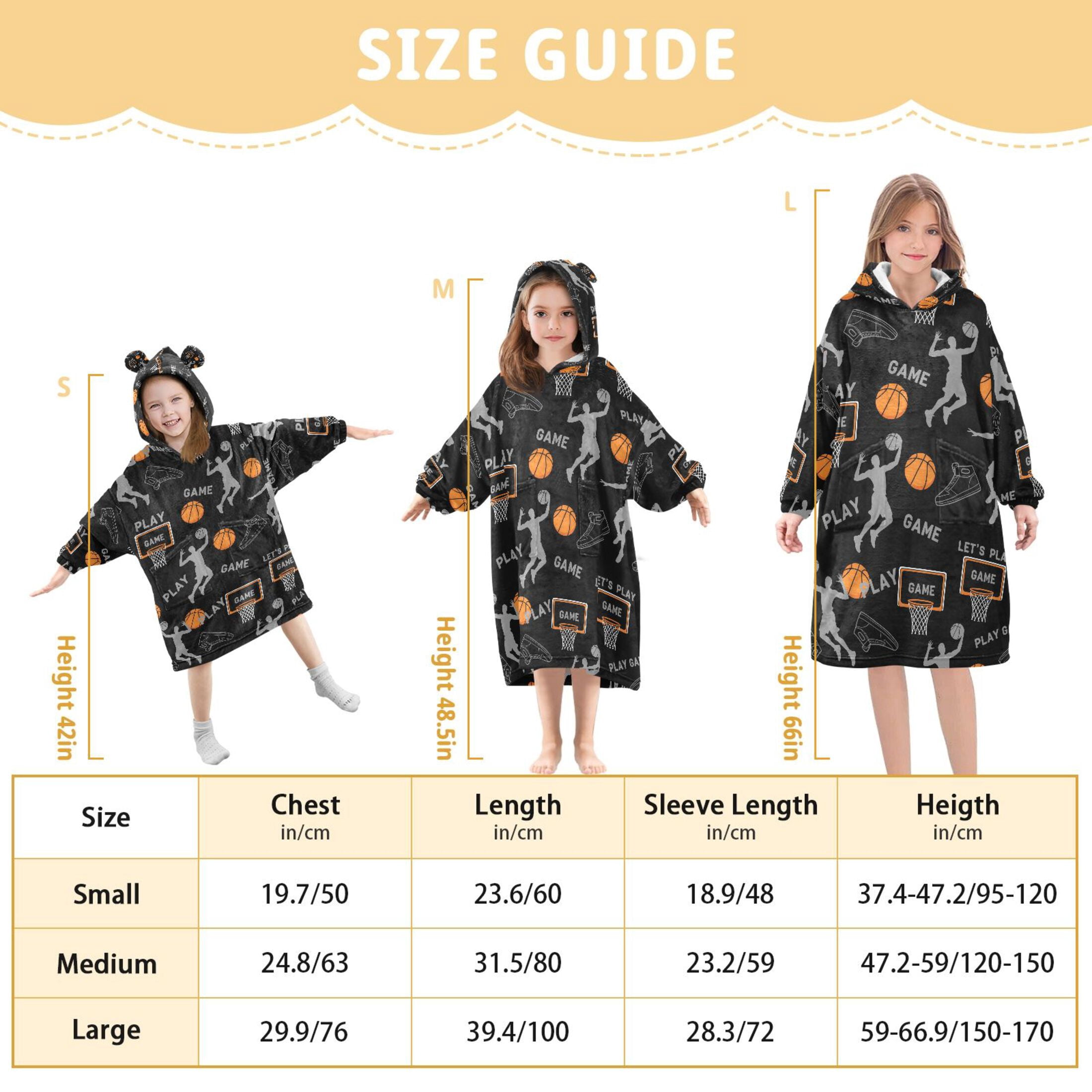 joogoo Blanket Hoodie Basketball Player for Oversize Sweatshirt Boys Girls 3-14 YR L
