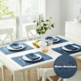 thumbnail image 3 of Newbridge Provence Lattice Cutwork Solid Color Textured Fabric Placemats, Set of 4 Placemats, Denim Blue, 3 of 9
