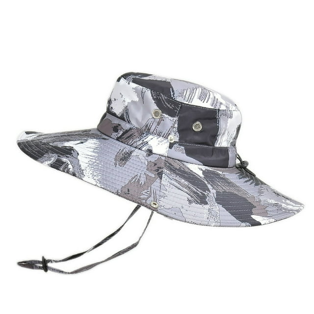 Men‘s Bucket Hat Outdoor Camouflage Breathable Sunbonnet Anti-UV Drawstring