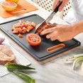 thumbnail image 3 of Linoroso Cutting Boards for Kitchen with Defrosting Tray Set of 3, Dishwasher Safe Plastic Cutting Board with Deep Juice Grooves - Lava Orange, 3 of 10