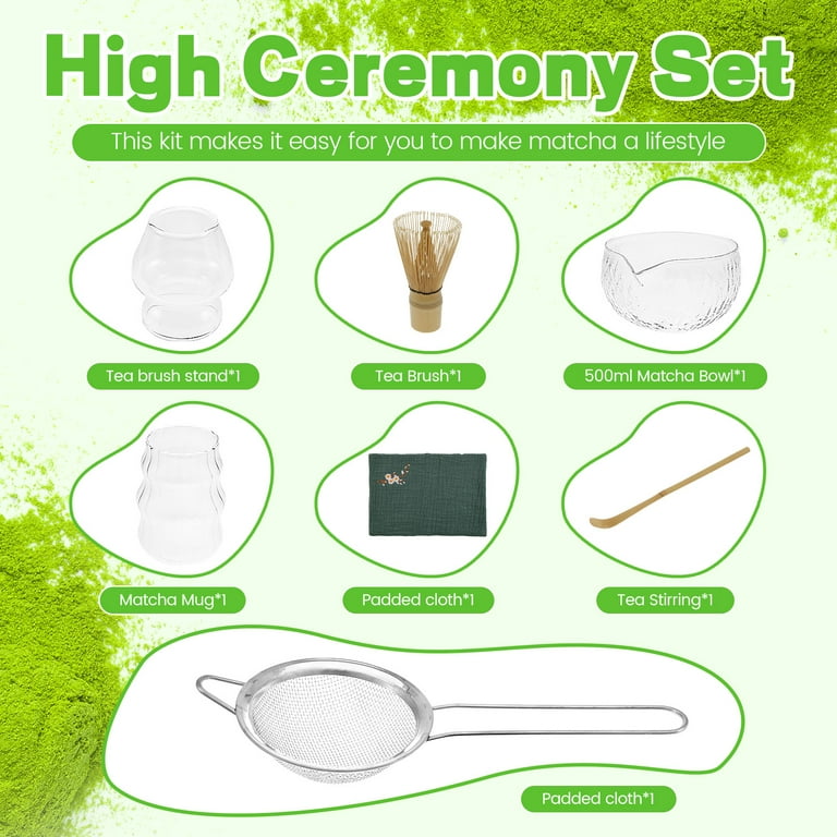 Kit Matcha Complet 7 Pièces - Bol, Fouet, Cuillère Et Accessoires Traditionnels Japonais Noir