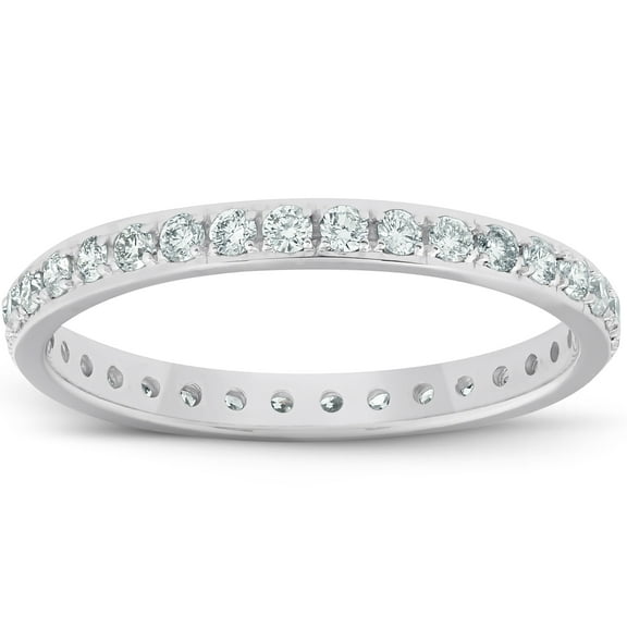 Pompeii 1/2ct Diamond Wedding Ring Womens Eternity Band 10k White Gold (I/J,I2-I3)