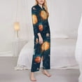 thumbnail image 3 of Salouo Solar System And Planets Pattern Women's Pajamas Set Long Sleeve Button Down Sleepwear Soft Pj Lounge Sets for women 2 Piece Pjs Set with Long Pants-XX-Large, 3 of 7