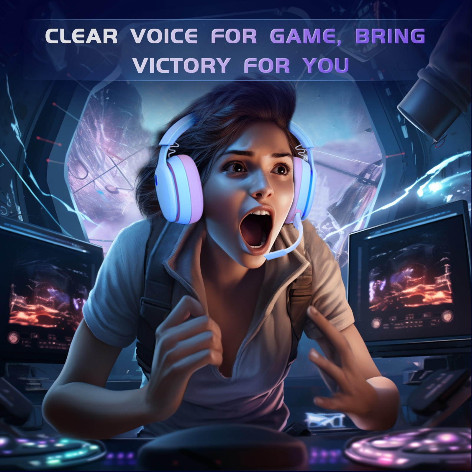 Artsic Wireless Gaming Headset for PS5, PC, Switch, Mac with Bluetooth 5.2, 2.4GHz USB Gaming Headphones with Detachable Noise Canceling Mic,Stereo Sound,3.5mm Wired Mode for Xbox Series,Pink
