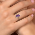 thumbnail image 4 of Gem Stone King 1.63 Cttw Purple Amethyst and White Diamond Ring for Women | 925 Sterling Silver | Heart Shape 6MM | Gemstone February Birthstone | Available in Size 5, 6, 7, 8, 9, 4 of 6