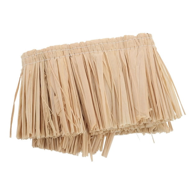 ColoMX Falda de paja con flecos de rafia: paja de rafia natural hecha a mano para accesorios de bricolaje, decoraciones para fiestas hawaianas y proyectos de manualidades creativos.