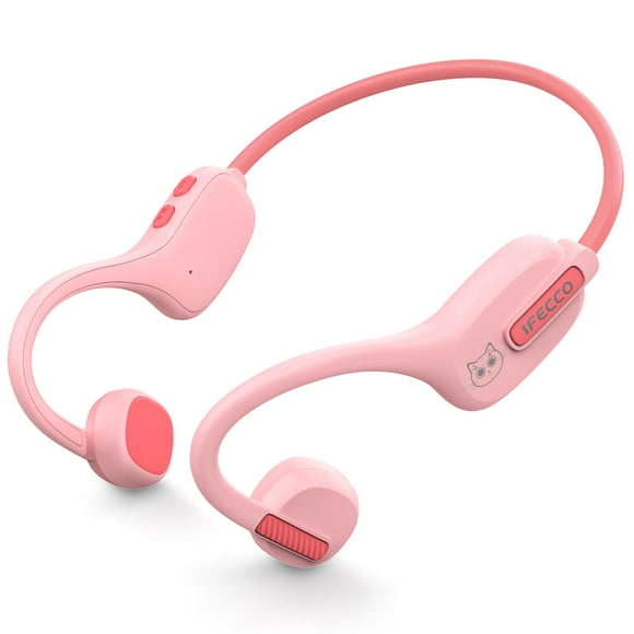 Auriculares abiertos iFECCO para niños y niñas con Bluetooth 5.3, color rosa