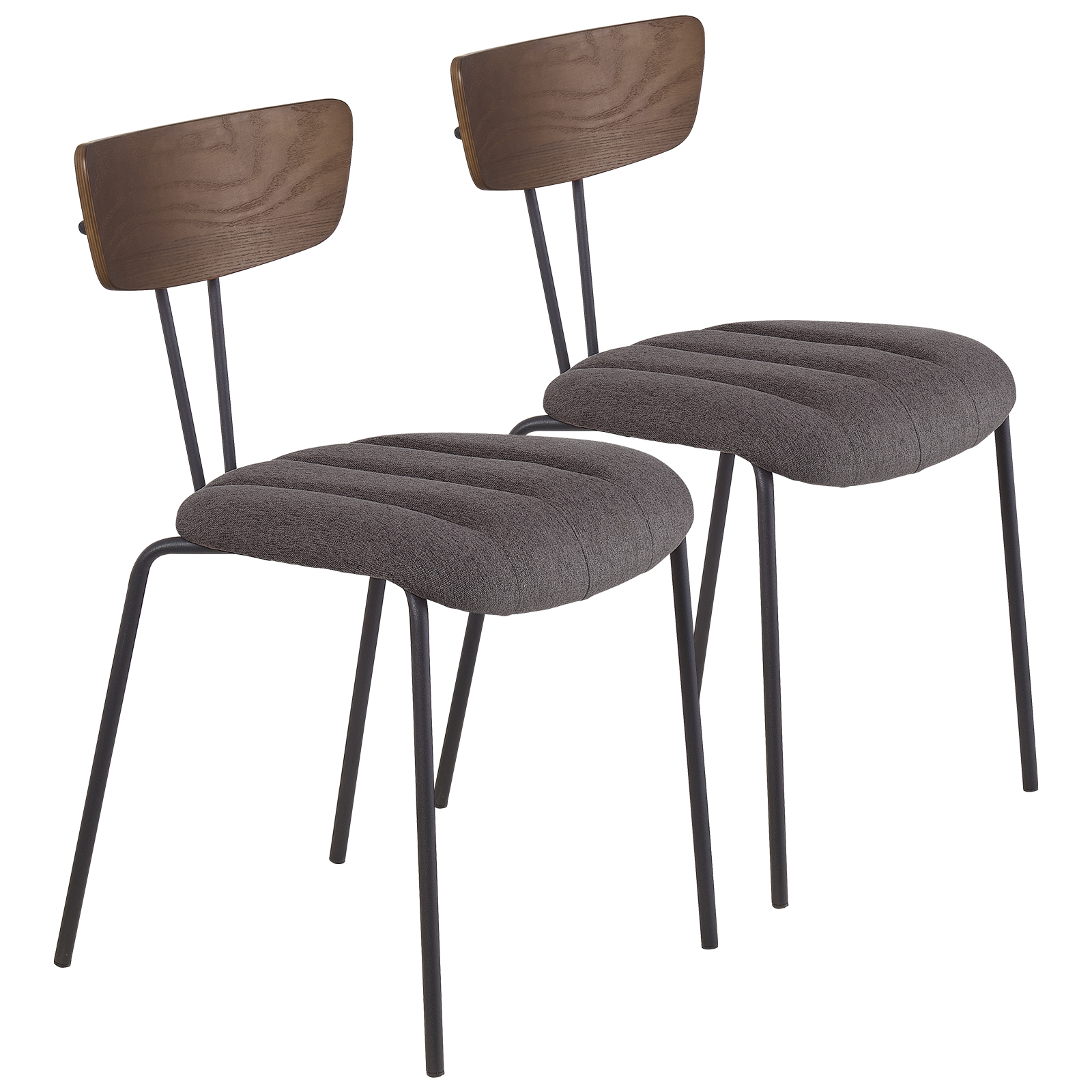 Mid Century Stackable Dining Chairs Set of 2 Modern Retro Linen