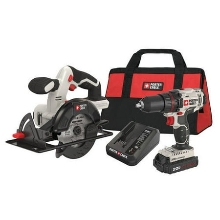 Porter-Cable PCCK612L2 20V MAX Cordless Lithium-Ion 1/2 in. Drill & 5-1/2 in. Circular Saw Combo Kit