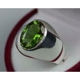 thumbnail image 2 of 925 Sterling Silver Certified Mens Rare Peridot Men's Gift Ring, 2 of 3