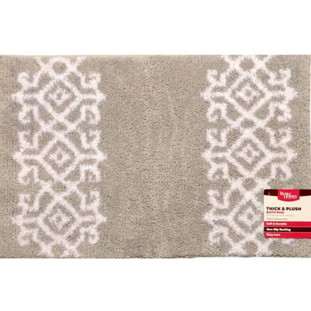 Better Homes & Gardens Thick & Plush Silver & White Irongate Bath Rug, 1 Each
