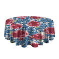 thumbnail image 5 of Round Waterproof Tablecloth Pioneer Pink Blue Rose Reusable Indoor/Outdoor Durable Table Cover for Kitchen and Dining Room 60 Inch X 60 Inch, 5 of 6