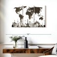 thumbnail image 3 of Elephant Stock Slate Gray World Map Wall Art - Horizontal Multi Panel Canvas - Living Room Wall Decor - Map Multi Panel - White And Brown Decor - 38" x 24", 3 of 8