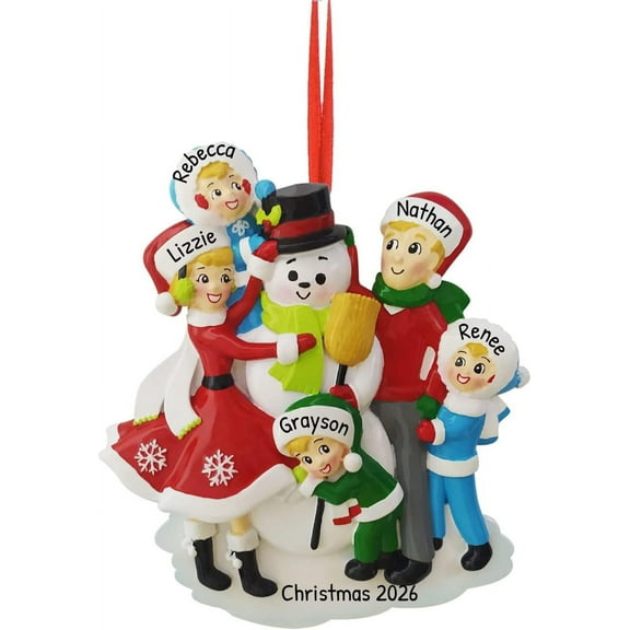 Personalized Family Christmas Ornament - Custom Family of 5 Christmas Ornament 2025 Customized Snowman Ornaments Family of 5 Snowman Décor