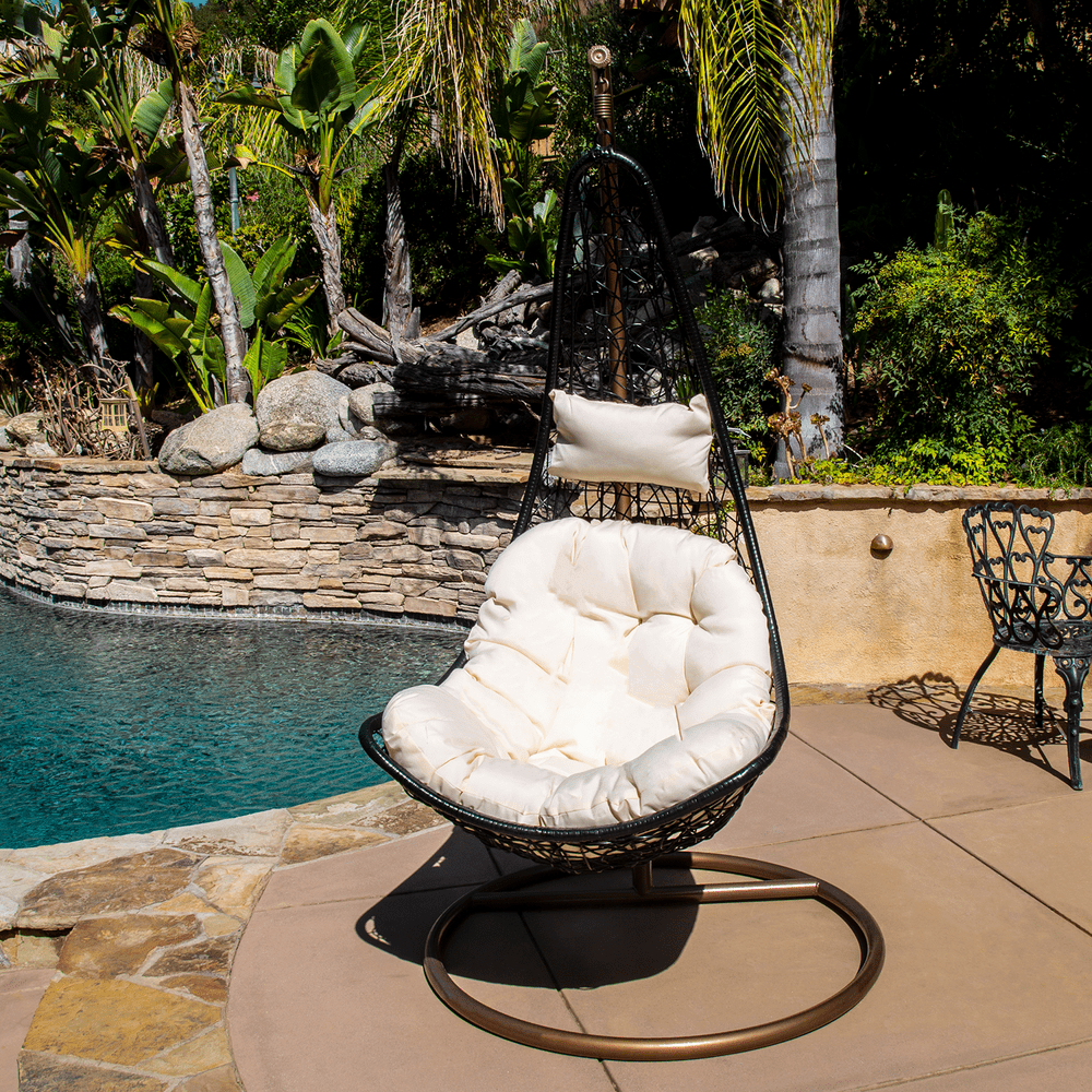 Décor Patio Swing Chair Outdoor Wicker Plastic Half Moon Swing Lounge