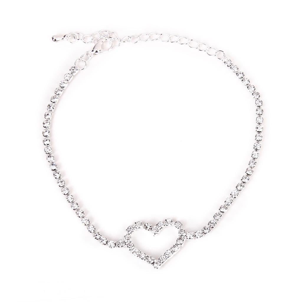 Wedding Jewelry Crystal Diamond Heart Anklet Foot Chain Ankle Bracelet Walmart Com