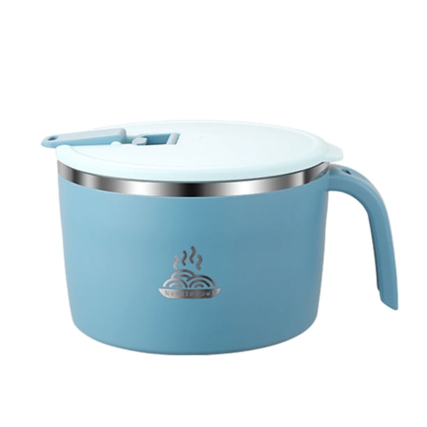 Injueey Cuenco de fideos instantáneos de acero inoxidable, ligero y portátil, adecuado para todas las ocasiones, seguro Cocina y Comedor azul nórdico 900ML