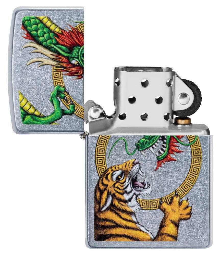 Zippo Tiger and Dragon Design High Polish Brass Pocket Zippo Tiger and Dragon Design High Polish Brass Pocket