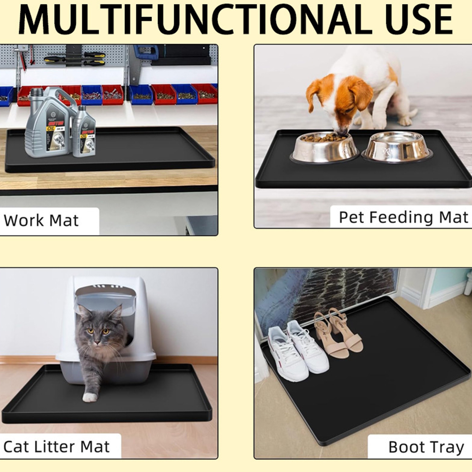 Silicone Floor Mat for Fridge, 24" x 20", Absorbent, Slip-Resistant, Leak Protection, Gray