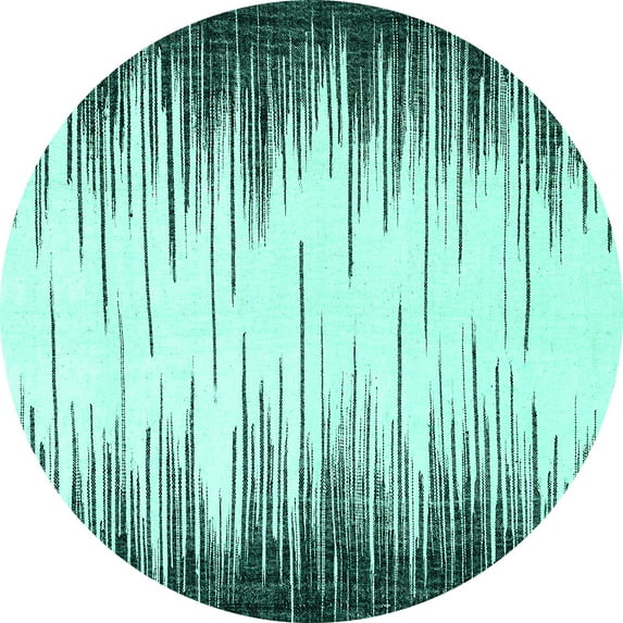 Ahgly Company Indoor Round Abstract Turquoise Blue Modern Area Rugs, 4' Round