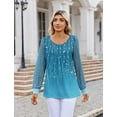 thumbnail image 5 of Weardear Women's Lace Long Sleeve Tops Crew Neck Pleated Tunic Top Business Work Dressy Blouses, 5 of 8