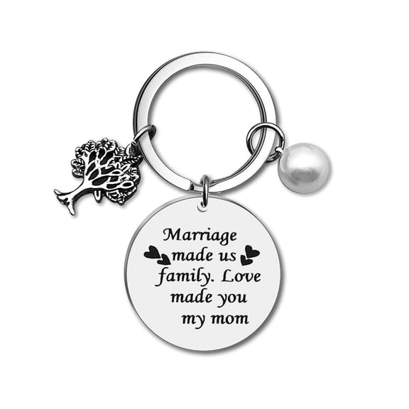 StepMom Keychain Gift Bonus Mom Jewelry Appreciation Gift for Step Mother Love Made You My Mom Keyring Wedding Gift Mother in Law Jewelry Christmas Birthday Mothers Day Gift from Step Daughter Son