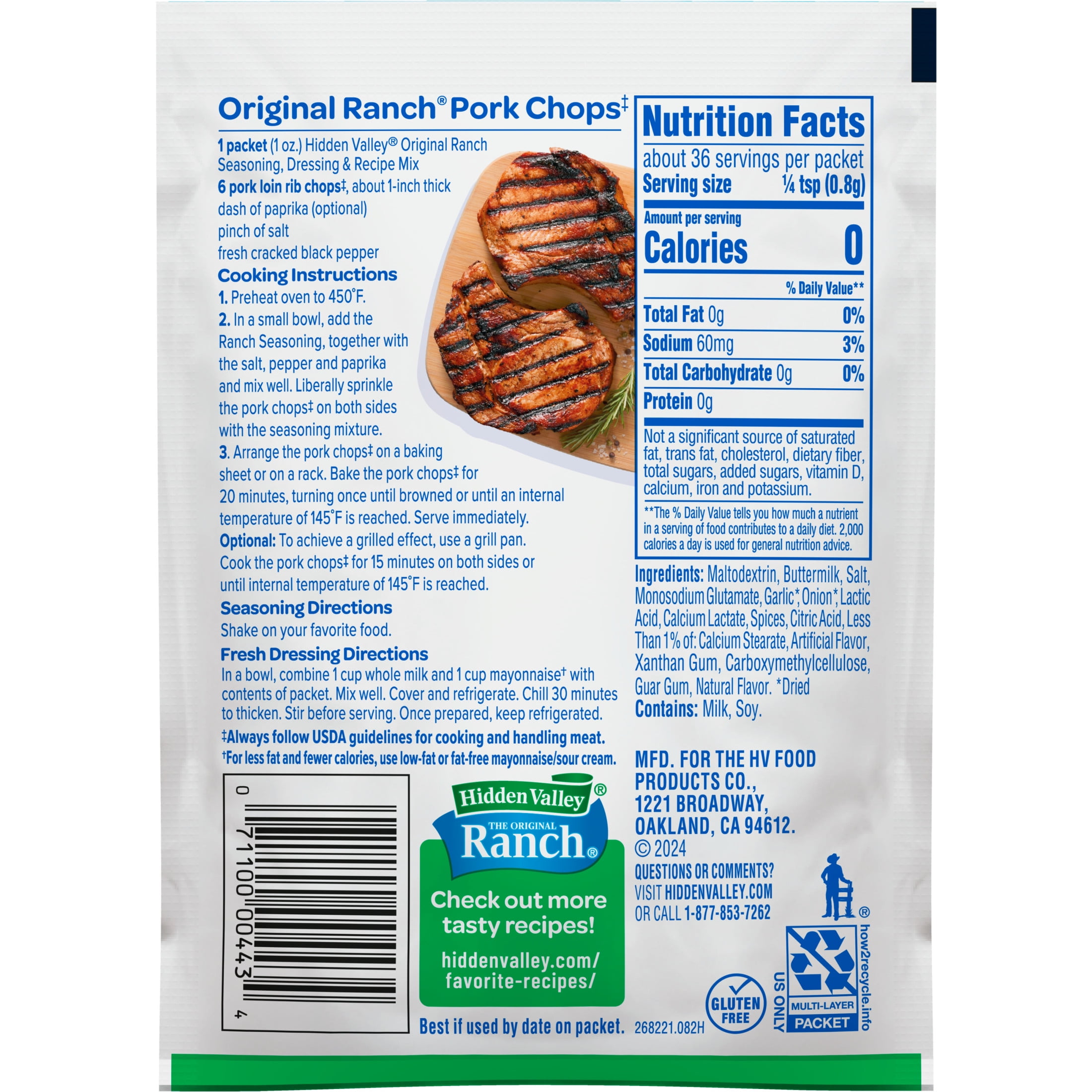 hidden valley ranch dressing packet Hidden Valley Ranch Seasoning Mix, Zesty Herb & Spice Blend for Dressings,  Dips & Recipes, 1 oz