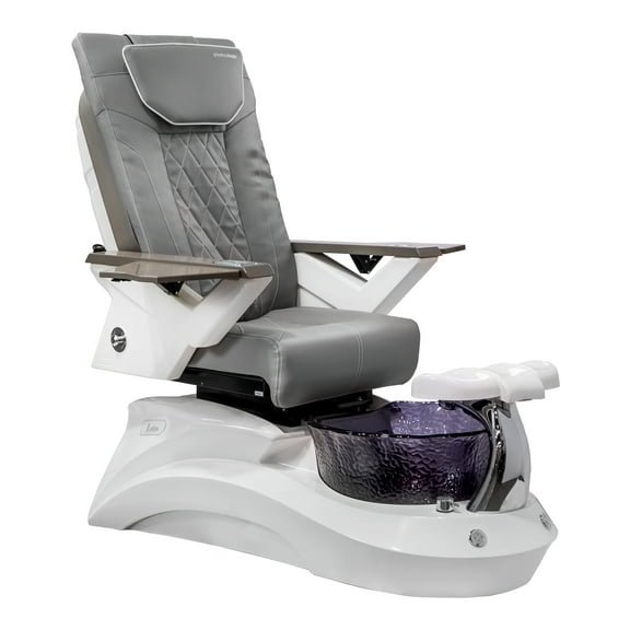 Shiatsulogic Pedicure Chair FX with Discharge Pump, Pipe-Less Magnetic Jet Pedicure Spa, White/Black LotusII Tub, Grey Coverset