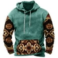 thumbnail image 2 of BiZtdJrK Men Vintage Print Hoodie Western Aztec Ethnic Clothing Casual Long Sleeve Pullover Sweatshirts Oversized Fashion Country Sweatshirt 90% Off Clearance Sale Green L, 2 of 3