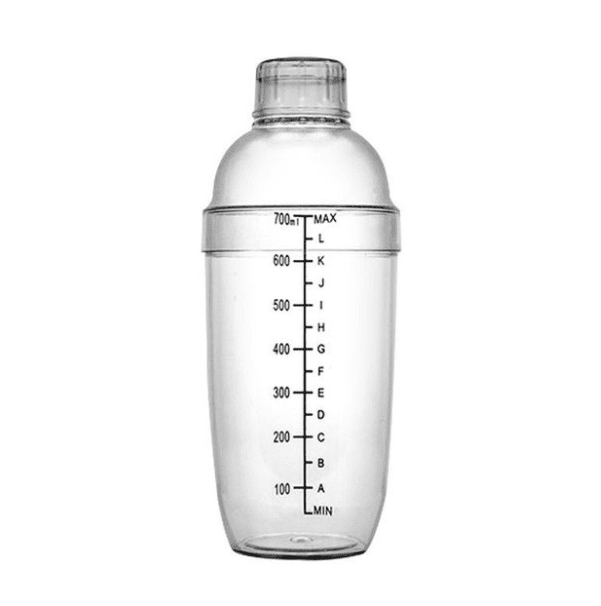 700ml Cocktail Shaker Plastic Clear Drink Shaker Bottle Detachable Milk Tea Pot Mixing Shakers with Scale for Home Bar