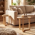 thumbnail image 4 of Costway Round Nesting Coffee Table Set of 2 with Thickened Top & Solid Rubber Wood Legs Natural, 4 of 10