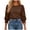 Coffee, variant on Puff 3/4 Sleeve Blouses for Women Trendy Smocked Cuff Ruffle T-Shirts Loose Fit Crewneck Ladies Tops Office Dressy Casual Blouse