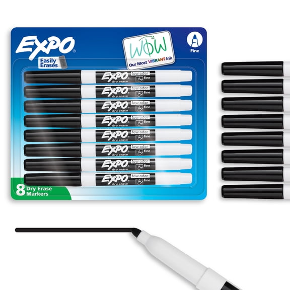 EXPO Dry Erase Markers, Black, Fine Tip, 8 Count