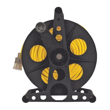 Power Zone ORCR3002 Cord Storage Reel With Stand, 100 Ft L Cord, 16 Awg Wire, Black