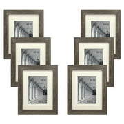 Studio 500 6-Pack of 8x10" Wall or Tabletop Distressed Grey Picture Frames, Made with Glass