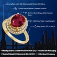 thumbnail image 2 of Gem Stone King 18K Yellow Gold Plated Silver Red Created Ruby Ring for Women | 3.30 Cttw | Oval 9X7MM | Wedding Engagement Anniversary Promise Ring for Women| Size 7, 2 of 5
