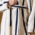 thumbnail image 5 of ylioge Stripe Robes for Women Thermal Warm Fleece Bathrobes with Pockets, Hoodie & Belt Long Sleeve Open Front Sleepwear Homewear Bath Robe Pajamas, 5 of 6