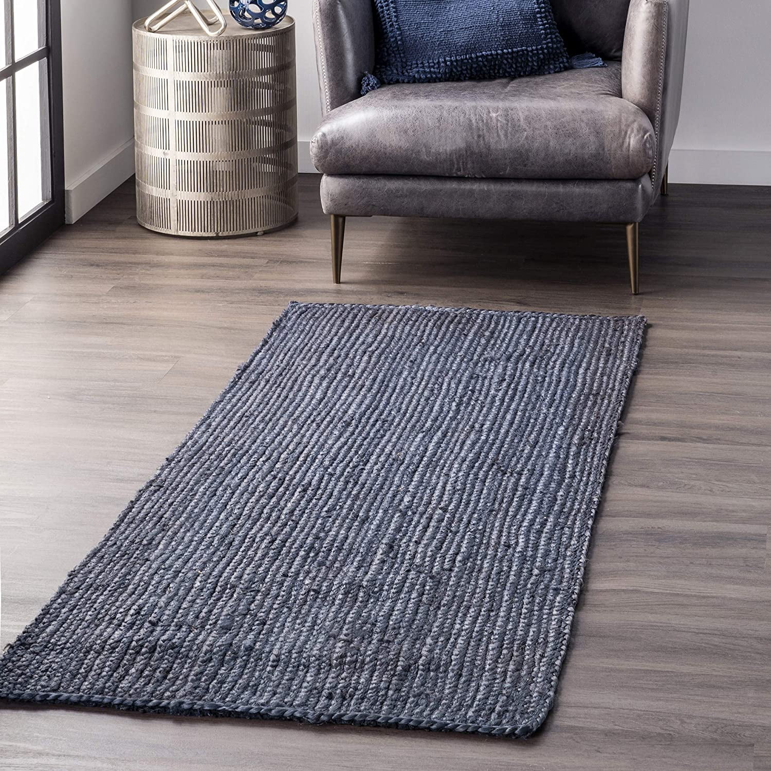 Handmade Braided Navy Blue Pure Jute Area Rugs ,Home Décor Rugs Size 2 x 16 Feet ( 60 cm x 480 cm )