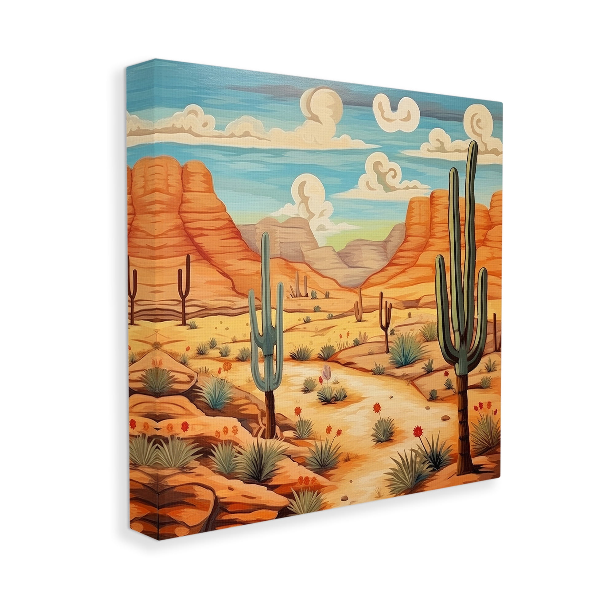 Stupell Industries Desert & Swirling Clouds Landscape Painting Gallery Wrapped Canvas Art Print Wall Art, 30 x 30