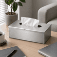 thumbnail image 7 of RVKXHD Rectangular Tissue Box Cover - Napkin Holder, Facial Tissue Storage Box - Decorative Holder for Bathroom, Bedroom, Nightstand, Office - Stainless Steel, Brushed Nickel, 7 of 7
