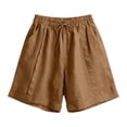 thumbnail image 5 of Endives Womens Wide Leg Short Pants Elastic Waist Loose Cuffed Shorts Casual Short with Pockets M-4XL Coffee, 5 of 5
