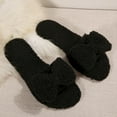thumbnail image 6 of FRSASU Women's Slippers Cozy Soft Bow Open Toe Fuzzy Home Shoes Anti-Skid Sole Slides Indoor and Outdoor House Slippers for Women Black, 6 of 9