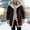 Coffee, variant on Winter Warm Suede Jackets for Men Sherpa Lined Jacket Outwear Men Toggle Coat Hooded Thick Fleece Jacket Single Breasted Overcoat with Fluffy Hood Collar and Cuffs