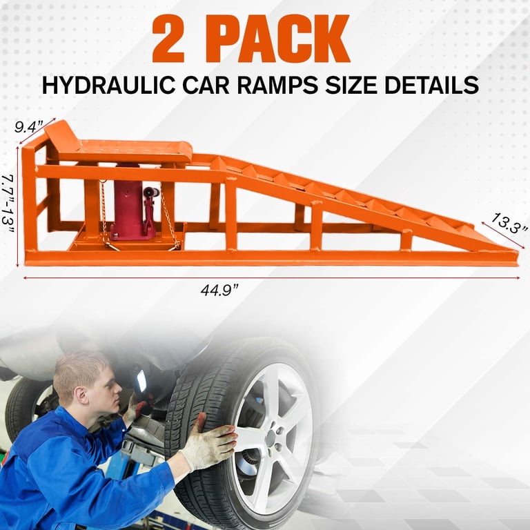2 Ton Ramp Heavy Duty 2-Pack 5-Ton Hydraulic Car Ramps - Lift To 16.5\
