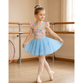 thumbnail image 5 of Lanbubble Girls Ballet Leotards Ruffle Sleeve Toddler Ballerina Dance Dress with Shiny Tutu Skirt 3-7 Years, 5 of 8