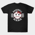 thumbnail image 1 of Baseball Mama Retro Bow Star Eyes Checkered Pattern Unisex T-Shirt C02450, S-5XL, 1 of 4