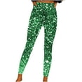thumbnail image 3 of QATAINLAV Womens Trendy Glitter Sequin Print Yoga Pant Casual High Waist Seamless Workout Leggings Gym Tummy Control Full Length Tights Green XXL Clearance Items, 3 of 5