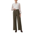 thumbnail image 2 of INSPIRE CHIC Women's Long Pant Wide Leg Work Casual High Waisted Trousers S Brown, 2 of 5