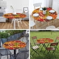 thumbnail image 5 of Autumn Leaves Tablecloth Round Yellow Thanksgiving Day Harvest Festival Fall Waterproof Wipeable Table Cloth Cover Table Pad Cover for Dining Room Fitted 40-44 inch, 5 of 6