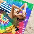 thumbnail image 3 of treasurel Tie Dye Sand Proof Beach Blanket Picnic Blankets Waterproof Foldable,79''''×79''''Portable Outdoor Travel Beach Travel Camping Hiking Picnic for Park Beach, Beach Accessories, 3 of 6